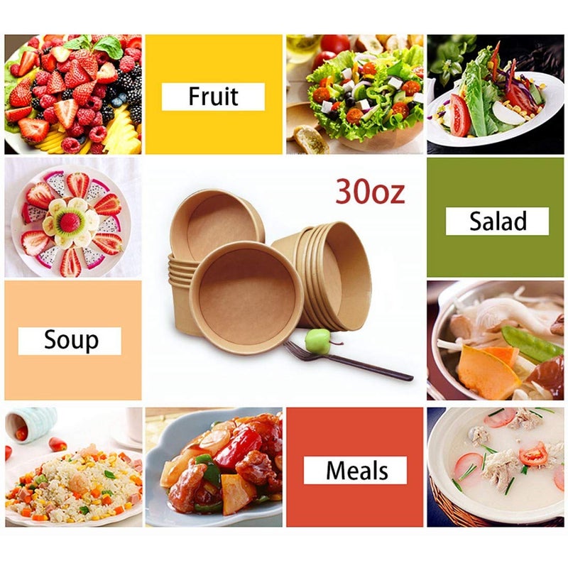TOPtoper 80 Pcs 30 Ozã€WITHOUT LIDSã€‘ Large Paper Bowls Disposable Soup Bowls Bulk Plastic Free Party Supplies for Hot/Cold Food, Soup (30 OZ) - Image 3